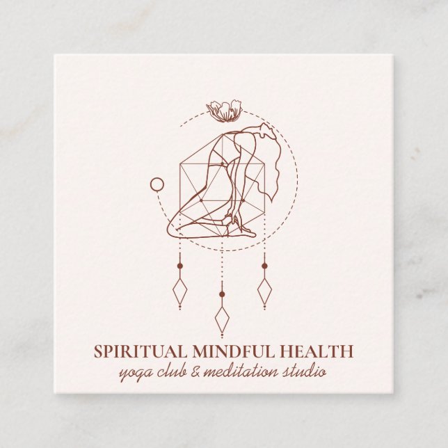 Pink Blush Beauty Meditation Chakra Yoga Coach Square Business Card (Front)