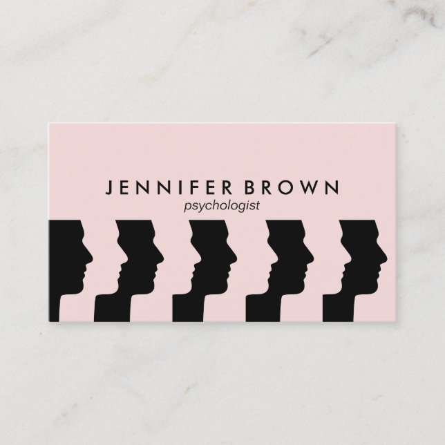 Pink Blush Black Psychology Human Mind Meditation Business Card (Front)
