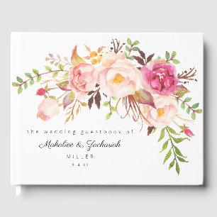 Pink Blush Blooming Floral Guest Book