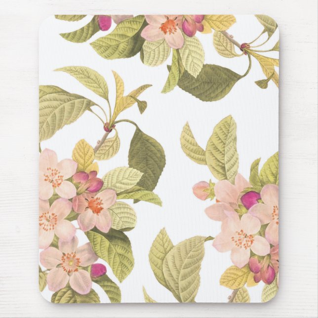 Pink Blush Blooming Summer Floral Botanica Mouse Mat (Front)