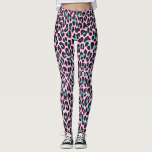 Pink Blush & Blue Animal Print Leggings