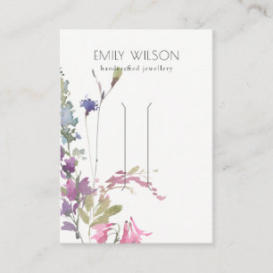 Pink Blush Blue Bell Flora Bunch Hair Clip Display Business Card
