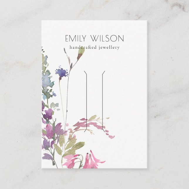 Pink Blush Blue Bell Flora Bunch Hair Clip Display Business Card (Front)