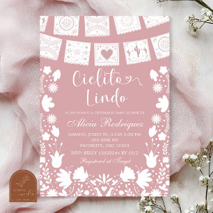Pink Blush Boho Talavera Mexican Baby Shower Invitation