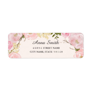 Pink Blush Botanical Floral Wedding Address Labels