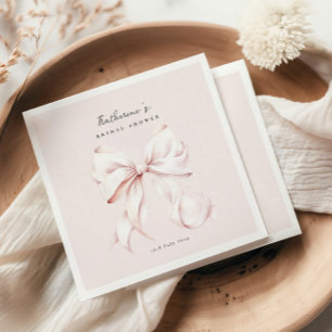 Pink Blush Bow Bridal Shower Napkin