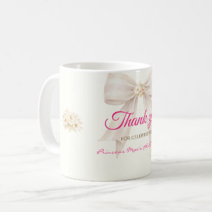Pink Blush Bow Princess Ribbon Thank You Coffee Mug