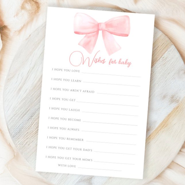 Pink Blush Bow Wishes For Baby Shower Game (Creator Uploaded)