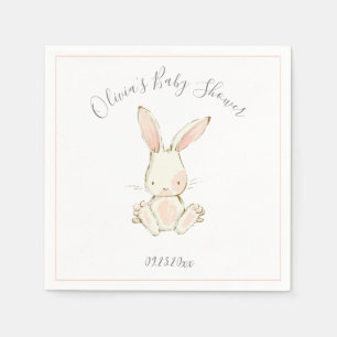 Pink Blush Bunny Girl Baby Shower Napkin