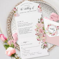 Pink, Blush, Burgundy Floral Wedding Tear Off RSVP