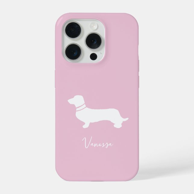 Pink blush champagne custom modern dachsund iPhone case (Back)