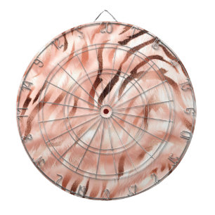 Pink Blush Champagne Rose Zebra  Dartboard