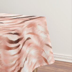 Pink Blush Champagne Rose Zebra  Tablecloth