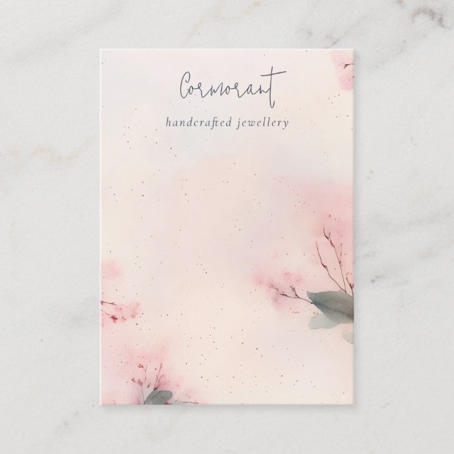 Pink Blush Cherry Blossom Blank Jewellery Display Business Card (Front)