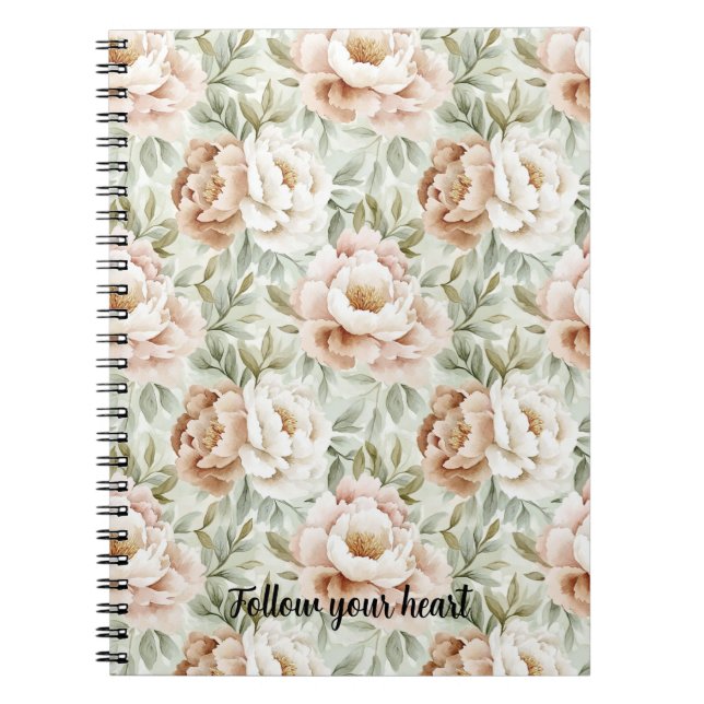 Pink Blush Cocoa Cream Flowers Notebook (Front)