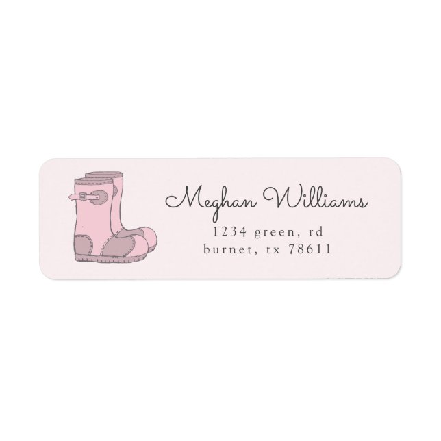 pink blush cute rain boots return address (Front)