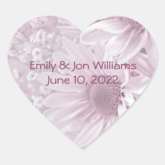 pink blush daisy bouquet heart sticker (Front)