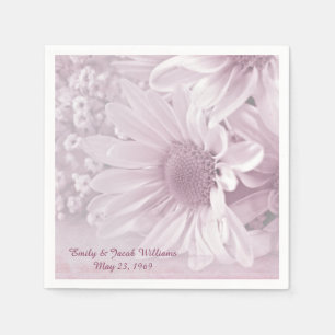 pink blush daisy wedding bouquet napkin