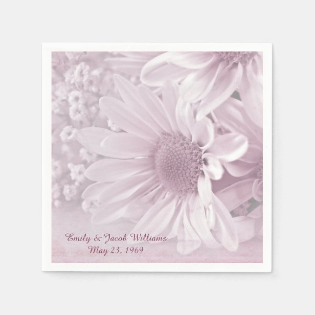 pink blush daisy wedding bouquet napkin (Front)