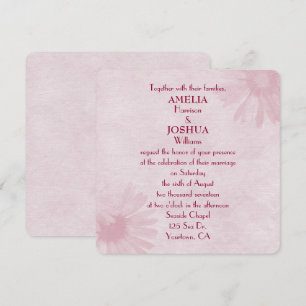 pink blush daisy wedding design invitation