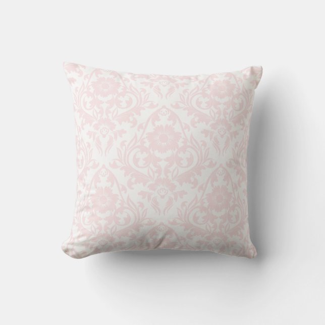 Pink Blush Damask Floral Traditional Pillow (Front)