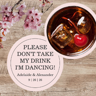 Pink Blush Drink Cover Wedding Round Paper Coaster