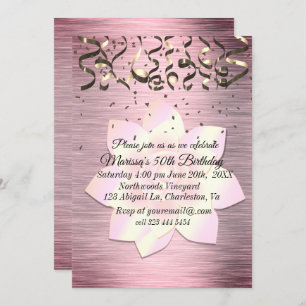 Pink Blush Elegant Lotus Flower Birthday Invitation