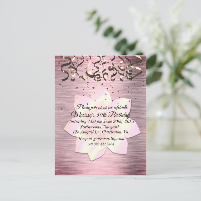Pink Blush  Elegant Lotus Flower Birthday Postcard (Standing Front)