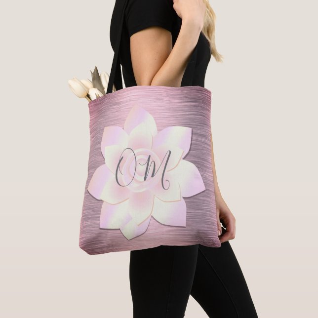 Pink Blush Elegant Lotus OM Tote Bag (Close Up)