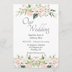 Pink Blush Eucalyptus Floral Wedding Invitation