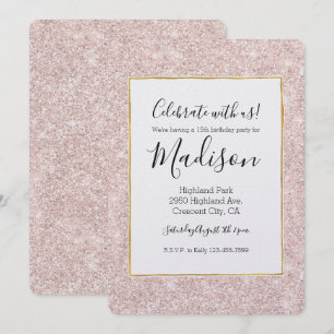 Pink Blush Faux Glitter Sparkle Invitation