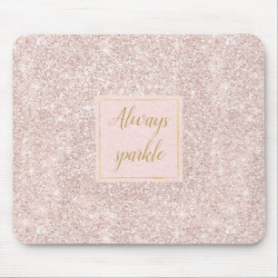 Pink Blush Faux Glitter Sparkle Mouse Mat