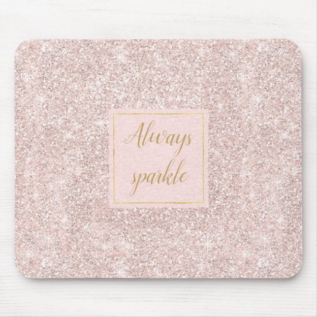 Pink Blush Faux Glitter Sparkle Mouse Mat (Front)