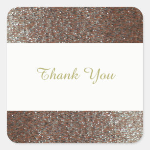 Pink Blush Faux Glitter Thank You Square Sticker