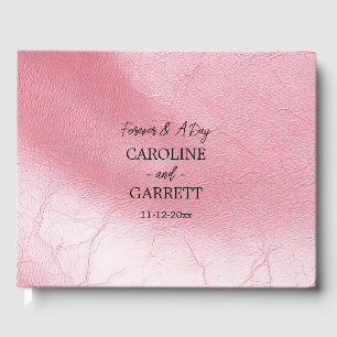 Pink Blush Faux Leather Wedding Guest Book