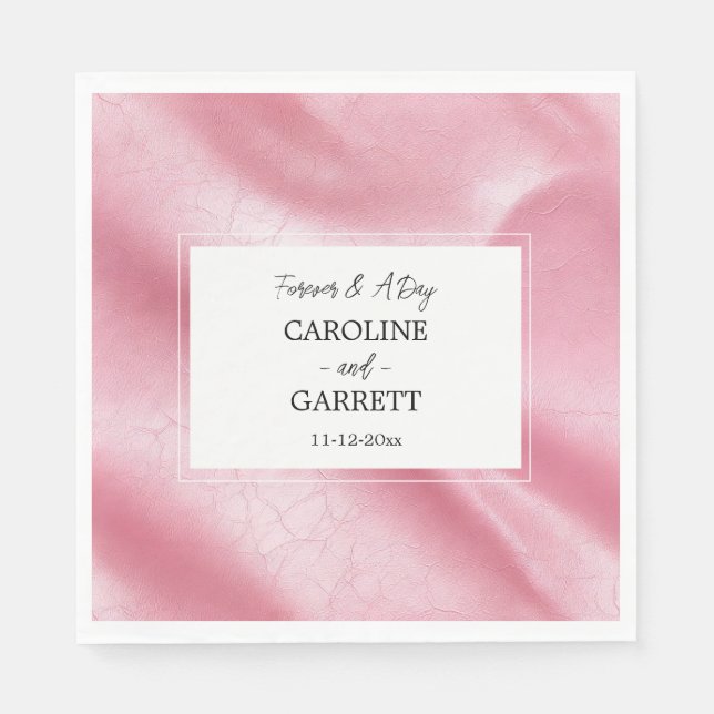 Pink Blush Faux Leather Wedding Napkin (Front)
