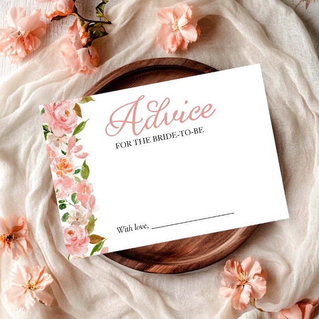 Pink Blush Floral Advice for the Bride Card (Creator Uploaded)