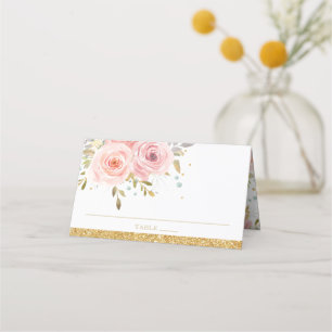 Pink Blush Floral Baby Shower Birthday Place Card