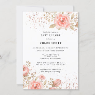 Pink Blush Floral Baby Shower Invitation Girl