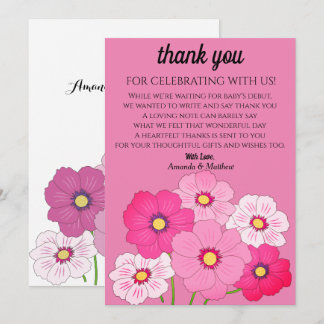 Pink Blush Floral Baby Shower Thank You Invitation