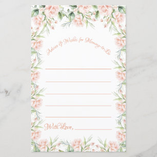 Pink Blush Floral Baby Shower Wishes Advice Game