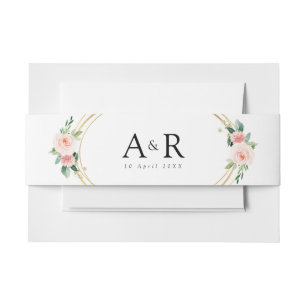 pink blush floral belly band invitation belly band