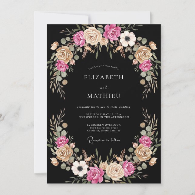 Pink Blush Floral Bloom Wedding Invitation (Front)