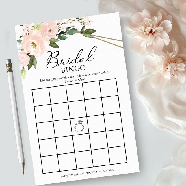 Pink Blush Floral Bridal Shower Bingo Game Flyer (Creator Uploaded)