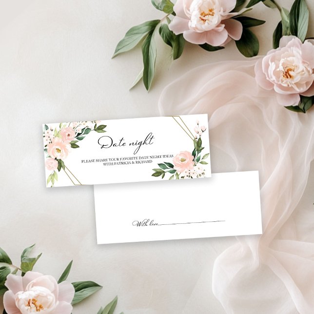 Pink Blush Floral Bridal Shower Date Night Cards (Creator Uploaded)