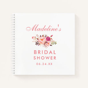 Pink Blush Floral Bridal Shower Gift List Square Notebook