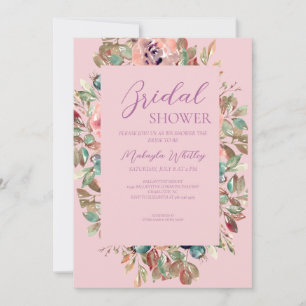 Pink Blush Floral Bridal Shower Invitation