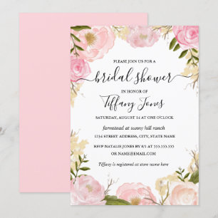 Pink Blush Floral Bridal Shower Invitation