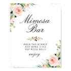 Pink blush floral bridal shower mImosa bar sign