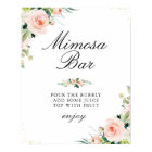 Pink blush floral bridal shower mImosa bar sign